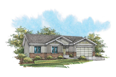 Craftsman one-story stucco house exterior idea in Salt Lake City