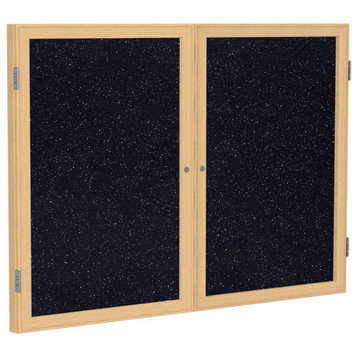 Ghent's Wood 48" x 60" 2 Door Enclosed Rubber Bulletin Board in Multi-Color