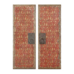 www.essentialsinside.com: red door panels, wall art - Artwork