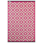 Green Decore - Lightweight Indoor/Outdoor Reversible Plastic Rug Nirvana, Pink/Cream, 4'x6' - The four-by-six-foot Plastic Lightweight Indoor/Outdoor Reversible Rug is a jack of all trades. You can use this water-resistant, UV-protected rug indoors or outdoors. Bring this easy-to-carry, easy-to-clean rug to a picnic or use it in high-traffic areas of your home. Its pattern features pink diamonds on a cream backdrop and is completely reversible.