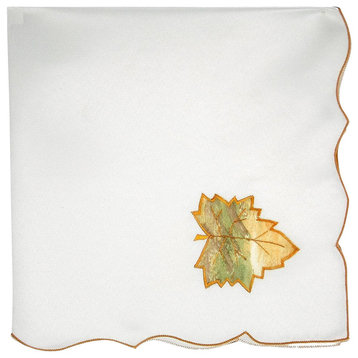 Scrolling Leaf Embroidered Fall Napkins 21"x21", Set of 4