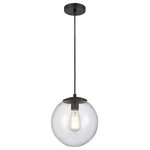 Innovations Lighting - Innovations Toll/ 1 Light 10" Mini Pendant, Matte Black/Seeded - *Part of the Tolland Collection