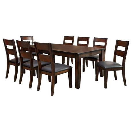 Furniture of America Arlen 9-Piece Wood Extendable Dining Set in Dark Cherry