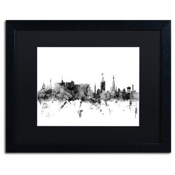 Michael Tompsett 'Edinburgh Skyline B&W' Matted Framed Art, Black Mat, 20"x16"