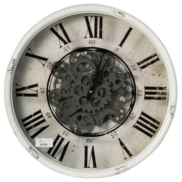 Rustic White Industrial Gear Vintage Wall Clock
