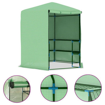 vidaXL Greenhouse Grow House for Plant Growing Green House with Shelves Steel