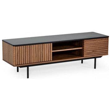 Pyralis Modern Walnut and Gray Tv Stand