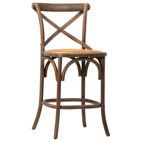 Natural Oak & Rattan Counter Stool