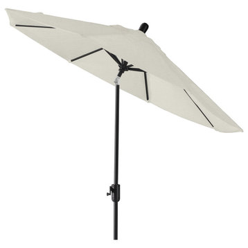 9' Round Push Tilt Market Umbrella, Black Frame, Sunbrella, Natural