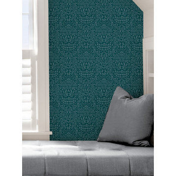 Teal Darcy Peel and Stick Wallpaper, Sample