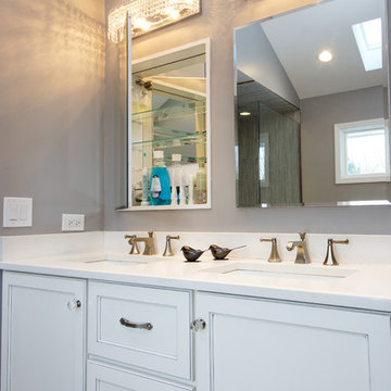 Transitional White and Gray Master Bath Willowbrook