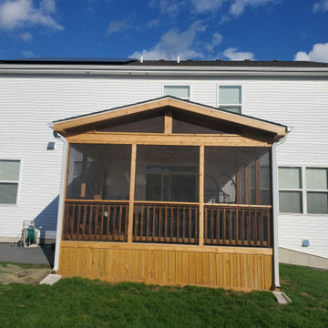 Screen Porch with Cathedral Ceiling & Gable Roof with Patio in South Elgin, IL