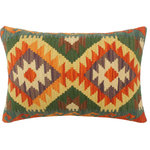 Bareens Designer Rugs - Turkish Bohemian Avery Hand Woven Kilim Pillow - Embellish your home with this timeless casual chic handmade Southwestern Kilim throw pillow covers made with wool and cotton. Constructed on a loom by Nomad Turkman people with hand spun wool and Natural Vegetable dyes these beautiful Kilim pillow covers are known for their beautiful repetitive geometrical, naturalistic floral and traditional patterns yet still giving it a moden look. Masterfully artisan-crafted on traditional Kilim looms with a contemporary fashion palette producing bold intricate sharp patterns making them a standout piece in any decor.