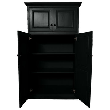 Traditional Kitchen Pantry With Upper Storage, Black