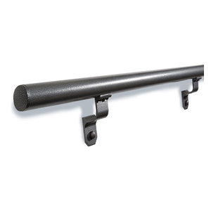 1.9 in Silver Vein Aluminum ADA Compliant Stair Handrail with Wall Returns Round x 12 ft