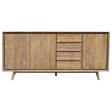 Recycled Teak Wood Gizos Bathroom Linen Cabinet With 3 Doors/4 Drawers