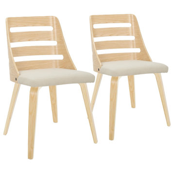 Trevi Chair, Set of 2, Natural Wood, Cream Fabric