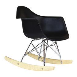 Austin Furniture - Midcentury Modern Kiddie Rocker Chair, Black - Kids Chairs