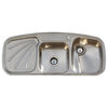 Vintage Style 304 Stainless Steel Farm Sink Drainboard Double Basin Kitchen Sink