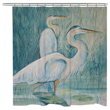 Lilypad Heron Shower Curtain