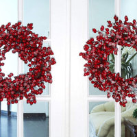 Christmas Berry Wreath 22" With Ice Front Door