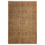 Bareens Designer Rugs - Antique Vegetable Dyed Kashan Taupe/Brown Wool Rug - 8'4'' x 10'4'' - Designed with mesmerizing intricacy and gorgeous color palette, this hand-knotted masterpiece demonstrates the beauty and electrifying thrill of Pak Persian art. These meticulously hand-knotted Pak-Persian rug is made with pure wool and features breathtaking traditional, transitional, and tribal designs in bold luxurious color pallets. Known for their intricate designs these rugs are a reproduction of Persian rugs, made in Pakistan with unique Mughal designs. Made by master weavers using the same Persian texture, design and dying technique, we wanted to produce the most significant manifestation of Persian art, life, and culture. This rug is most famous for its exceptional quality, incredible designs, patterns, and vibrant rich color. Pak-Persian rugs made with Persian weave with high knot counts, which enables the high intricacy and detail found in the patterns are also referred to as "State of art", each color adds a rich beautiful detail in the artwork of this rug. The design, color, and beautiful chromatic composition with a vibrant sheen with intricate designs, exude beauty, elegance, and quality make this rug a masterpiece of its own.