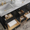 Cascade Bath Vanity, Black Onyx, 60", Gold Hardware, Double, Freestanding