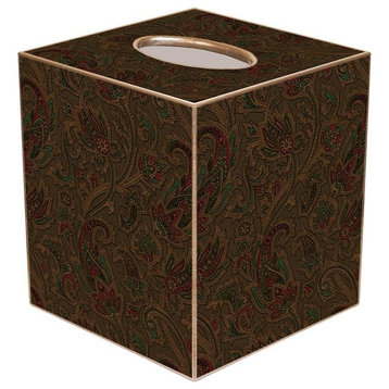 TB669 Small Brown Paisley Tissue Box Cover
