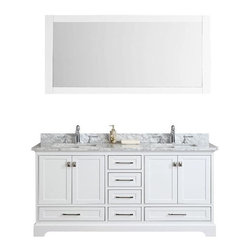 60 inch White Double Sink Bathroom Vanity Set with Mirror - Bathroom Vanities And Sink Consoles