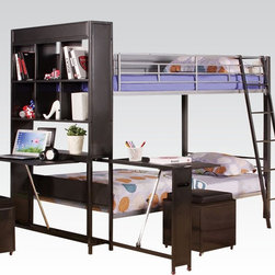 Acme 37210 Risley Silver and Black Twin Twin Bunk Bed - Baby And Kids
