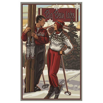 Paul A. Lanquist Big Bear Lake California Classic Skiers Art Print, 12"x18"