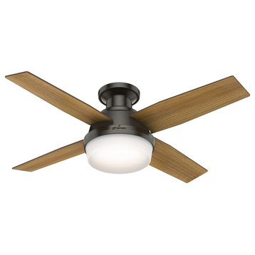 Hunter Fan Company 44" Dempsey Low-Profile Bronze Ceiling Fan W/ Light/Remote