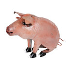 Recycled Metal Sitting Pig, Pink