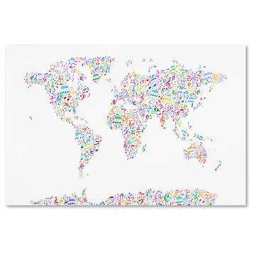 "Music Notes Map of the World" Canvas Art by Michael Tompsett