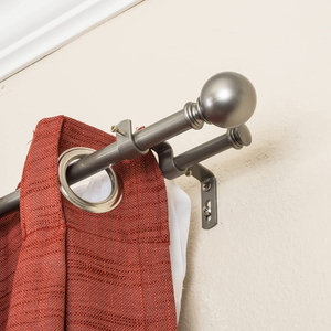 Urbanest Square Urn Adjustable Double Drapery Curtain Rod Set Pewter 5/8" 