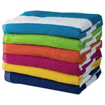 Lintex Linens - Copa Cabana 6- Piece 100% Cotton Beach Towel Multi Color - Bring bold style to the pool or beach this summer with Espalma's Copa Cabana 6 pack of beach towels. Featuring a stylish cabana stripe design and vibrant colors, this set will stand out amongst a sea of plain beach towels. Each member of the family can pick their favorite color: blue, light blue, green, pink, orange or yellow. The bright colors allow you to quickly identify your own towel, making this pack great for family travels and pool parties. Espalma's Copa Cabana towels can also be used as a blanket for afternoon picnics or visits to the park. Each towel measures 30 inches x 60 inches. A 100% Cotton makes these towels quick drying and easy to care for. Machine wash cold. Do not bleach. Tumble dry low heat. Wash dark colors separately.