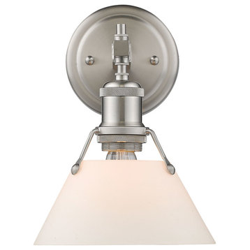Golden Lighting 3306-BA1 PW Orwell 10" Tall Bathroom Sconce - Pewter with Opal