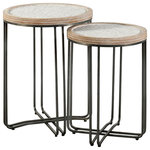 Stylecraft - Hughey 2 Piece Nesting Tables - This handsome duo of nested round tables combine metal and fir wood framing with a woven rattan top to create a casual look. Using a round profile and minimalist form, this set helps to give a cool feel to a variety of spaces throughout your home. Position this duo in your living room, by your favorite chair or sofa, and introduce a whole new look instantly.