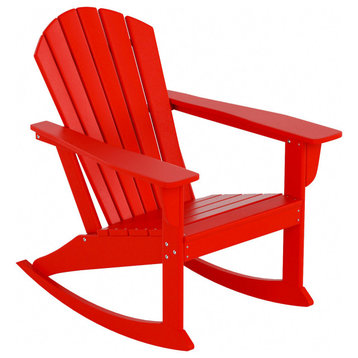 WestinTrends Outdoor Patio Poly Lumber Adirondack Porch Rocking Chair Rocker, Red