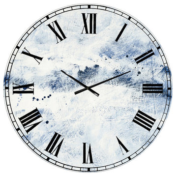 Blue Wipe Out Traditional Oversized Metal Clock, 36"x36"
