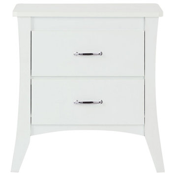 2-Drawer Nightstand Table, White, 25"