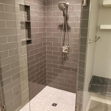 Subway Tile with Schluter System Bathroom