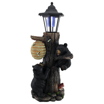 Bearly There Honey Hungry Climbing Cubs Solar Lantern Statue