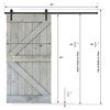 Solid Wood Barn Door, With Hardware Kit, Gray, 42x84"