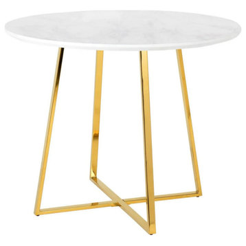 Tilly Modern Faux Marble and Gold Round Dining Table