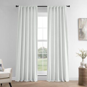 French Linen Curtain Single Panel, Crisp White, 50"x108"