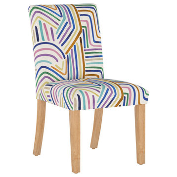 Hughes Dining Chair, Rainbow Strokes Ochre Multi