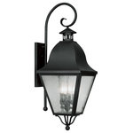 Livex Lighting - Amwell Outdoor Wall Lantern, Black - With simple details and a traditional design, this solid brass black outdoor wall lantern add style and function to your home's exterior.