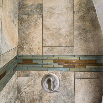Sierra Mesa Shower Tile Walls and Brushed Chrome Fixtures
