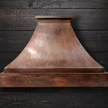 Hammered Copper Range Hood — Natural Patina Workshop Shot